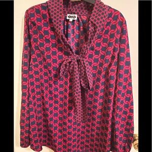 Mudpie size L red and navy tunic with bow detail